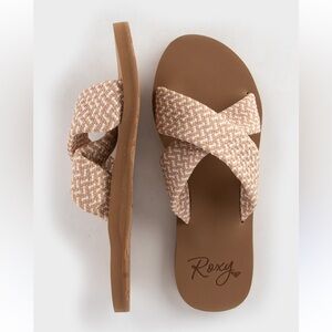 Roxy Roselani  Women's Cream and Tan slide Sandals